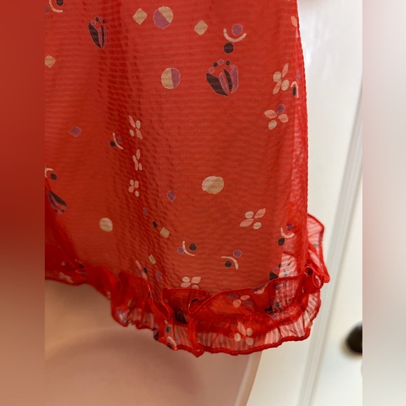 Marc Jacobs Tangerine Floral Blouse with Velvet Belting - Picture 9 of 13